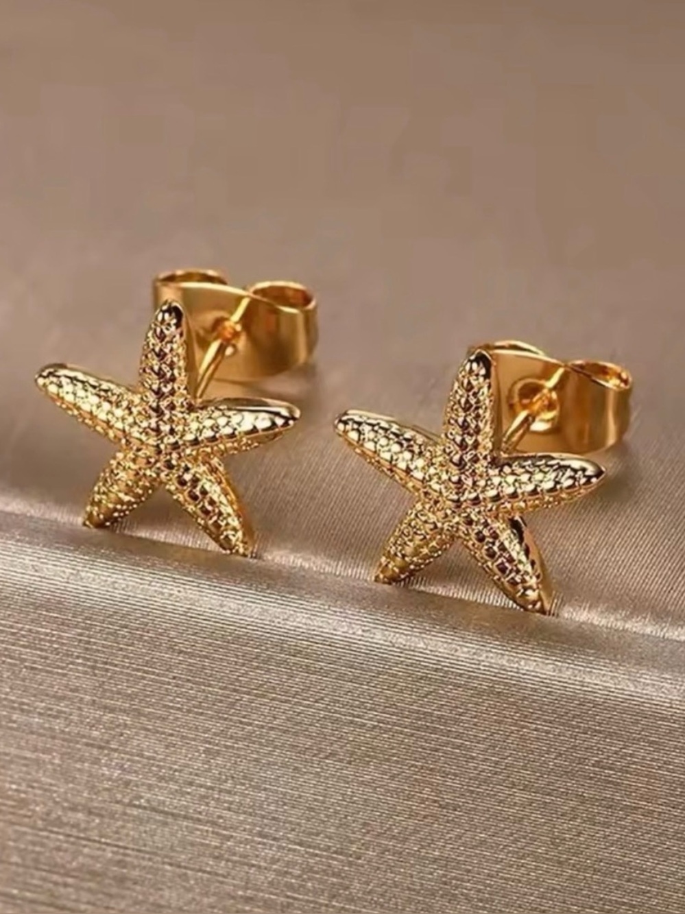 Small Gold Starfish Stainless Steel Stud Earrings